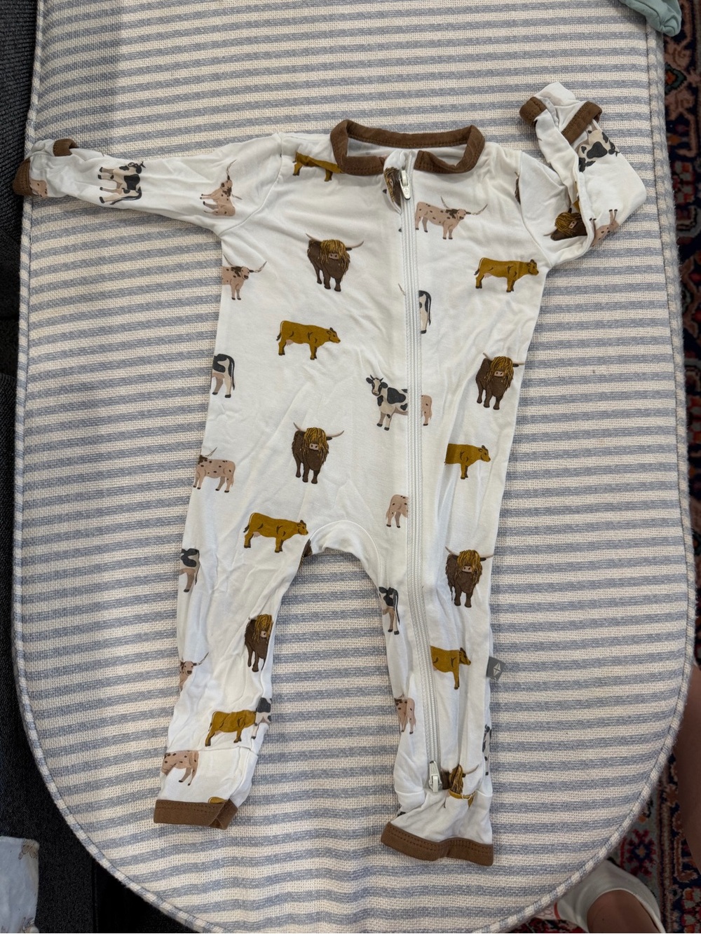 Kyte Baby Zipper PJs, Cow Print, Size 0-3 months